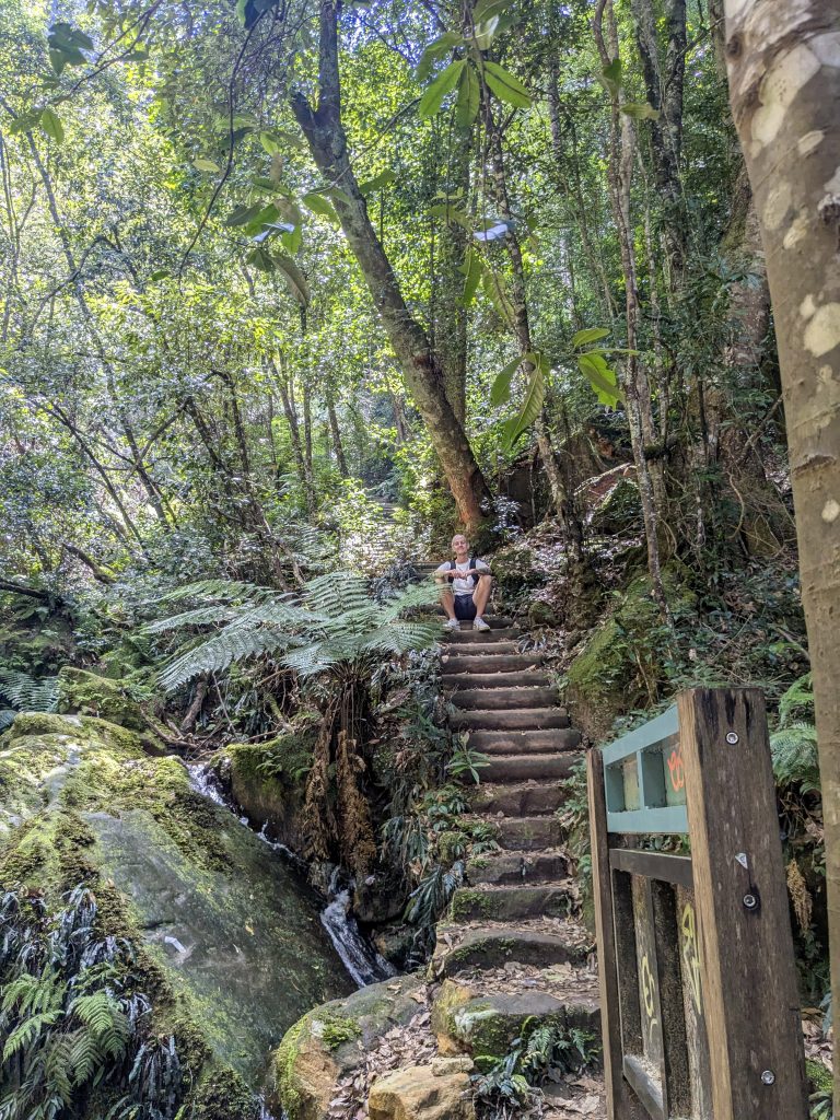 A photo of me enjoying a small waterfall in the Jamison Valley in the Blue Mountains National Park 