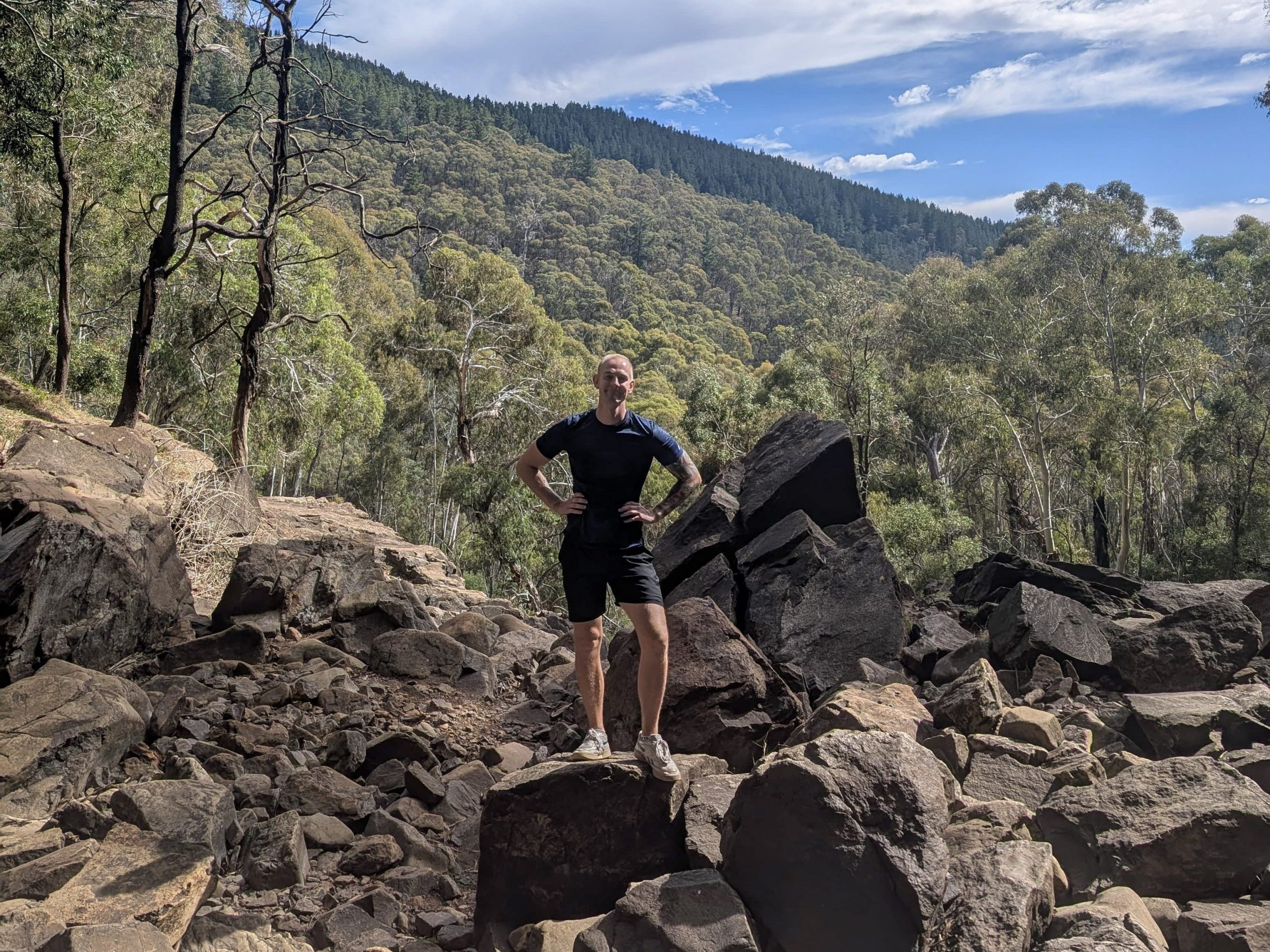 Photo of me enjoying the views at the halfway point of the Federal Falls Walking Track in Orange NSW 